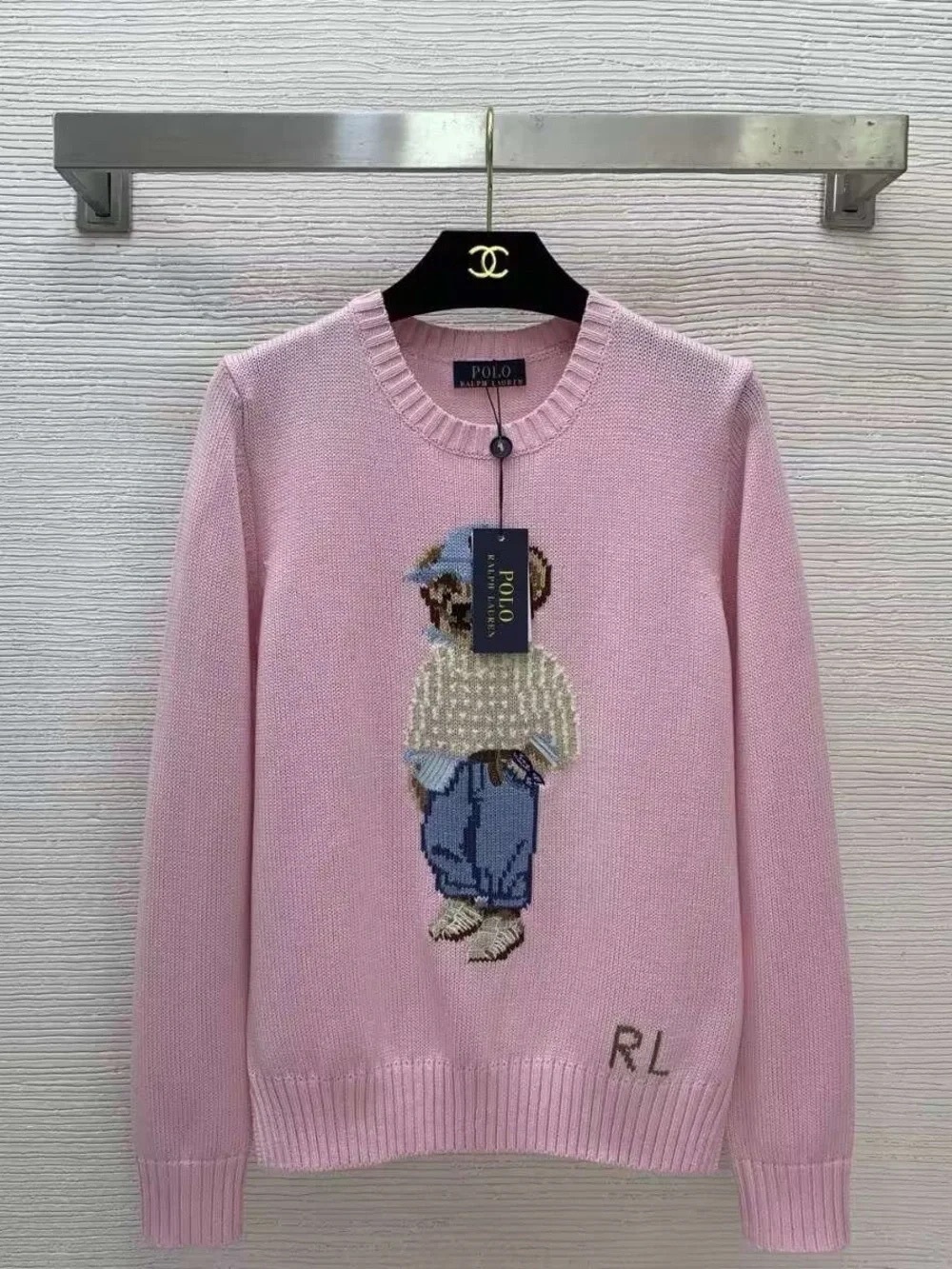 Polo by Ralph Lauren Light Pink Bear Intarsia Sweater